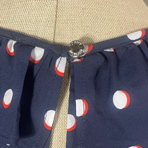 Tommy Hilfiger Navy Polka Dot Blouse with Ruffles Size M - Picture 4 of 8